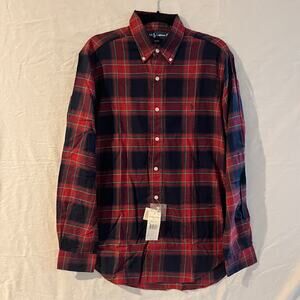 VTG NWT 90s Ralph Lauren Shirt Classic Fit Red Black Plaid Button Down Size M